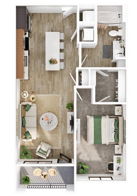 Floor plan for 1 bed, 1 bath, 787 sqft